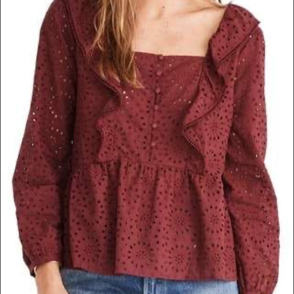 MADEWELL Eyelet Long sleeve blouse WILL BUNDLE